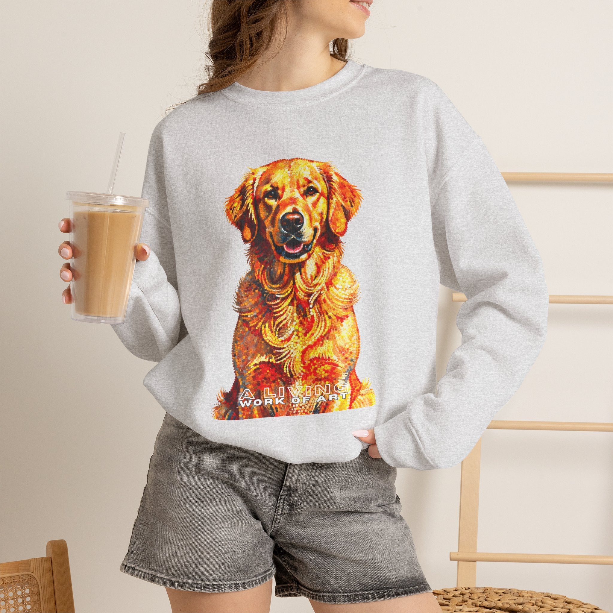 Golden Retriever Sweatshirt | Living Work of Art Collection | Pointillism Style