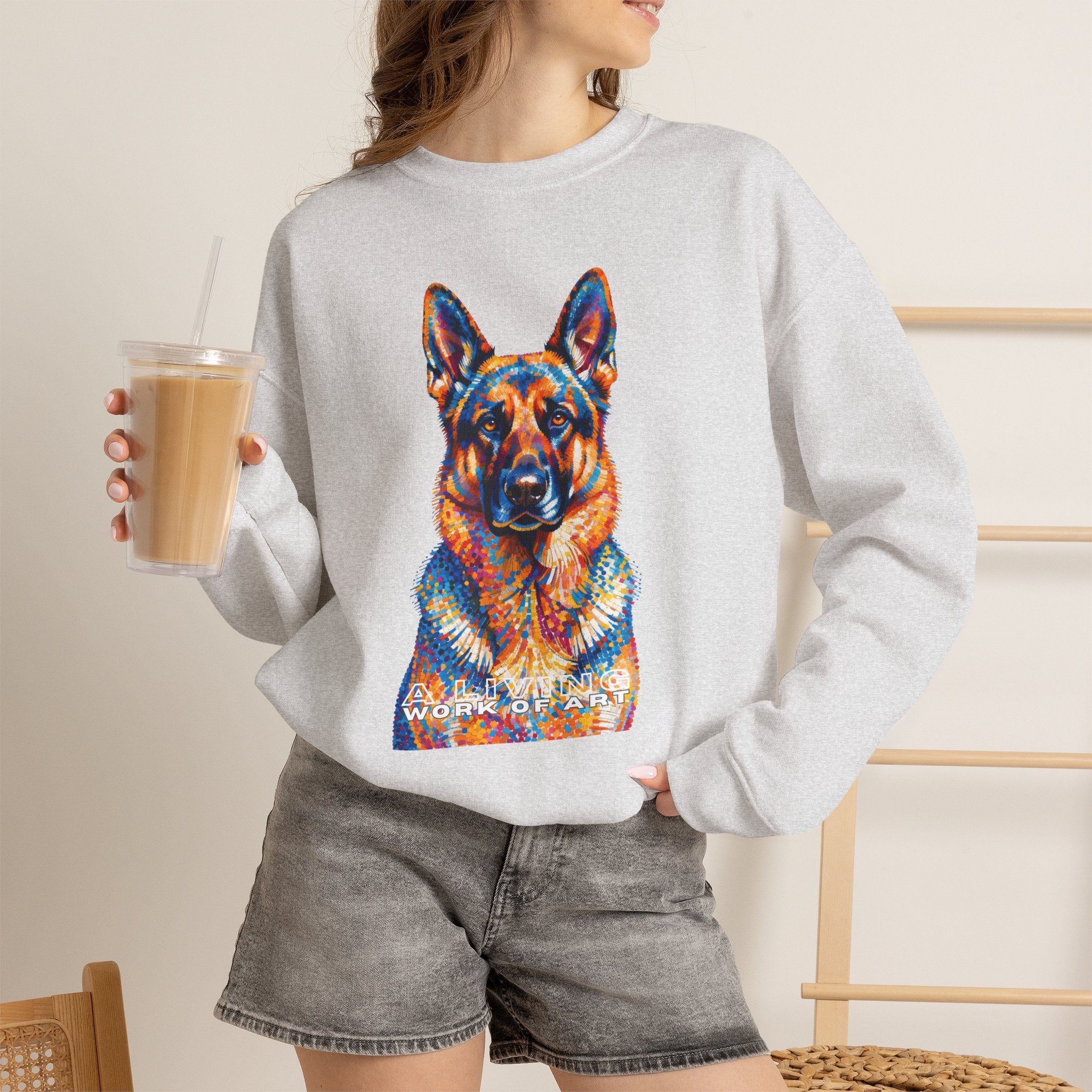 German Shepherd Sweatshirt | Living Work of Art Collection | Pointillism Style