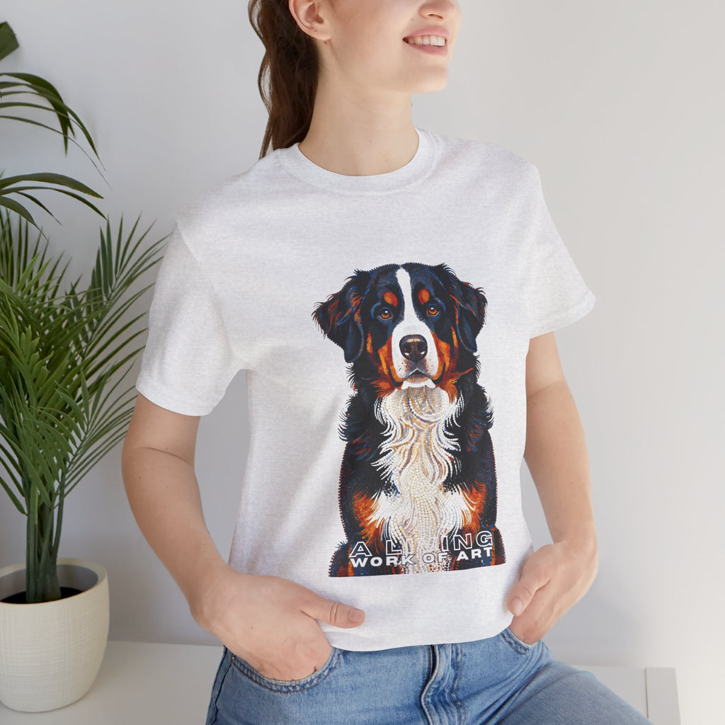 Bernese Mountain Dog T Shirt | Living Work of Art Collection | Pointillism Style