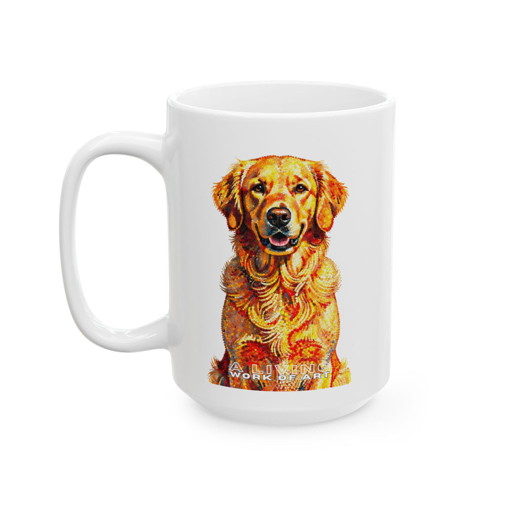 Golden Retriever Coffee Mug | Living Work of Art Collection | Pointillism Style