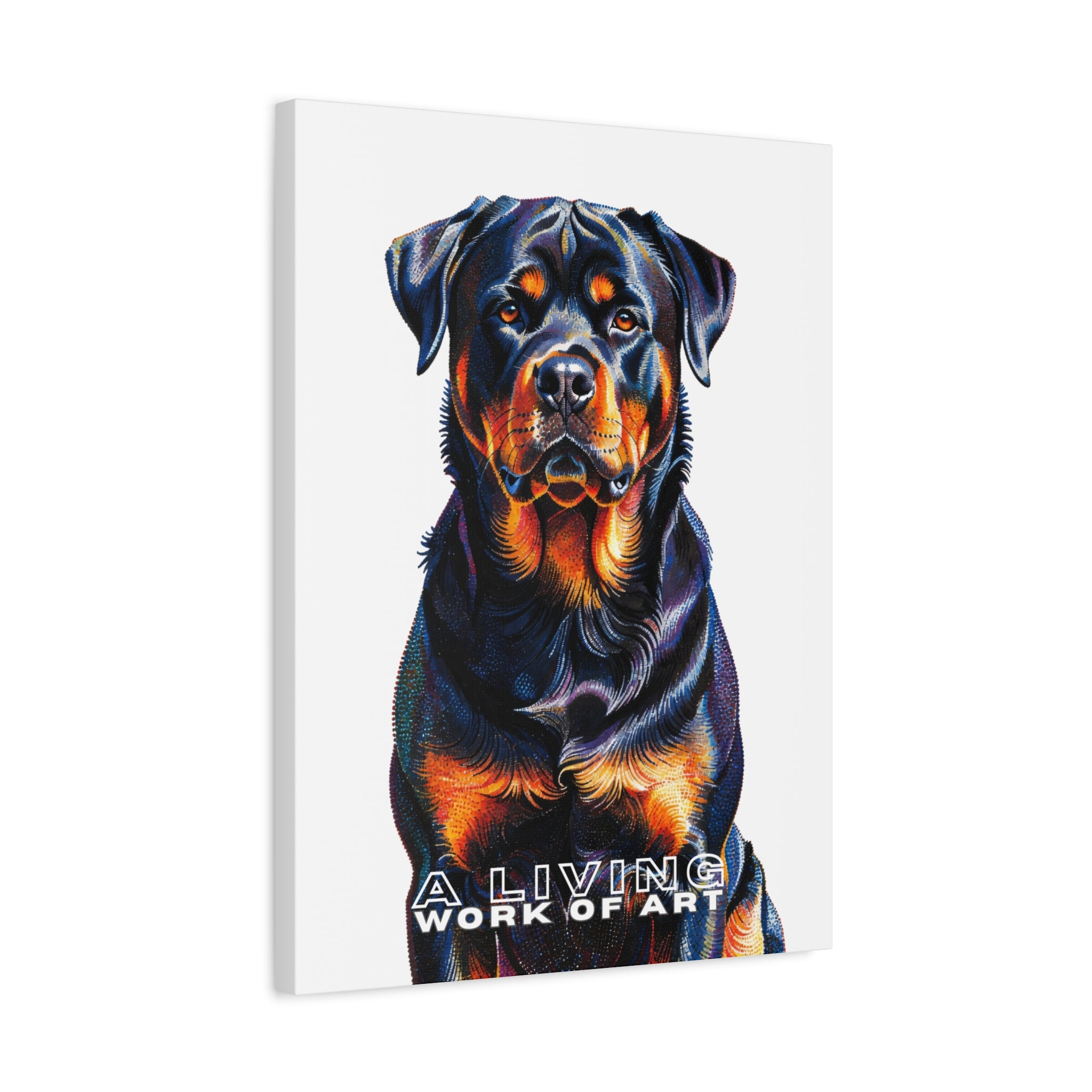 Rottweiler Canvas Wall Art | Living Work of Art Collection | Pointillism Style Print