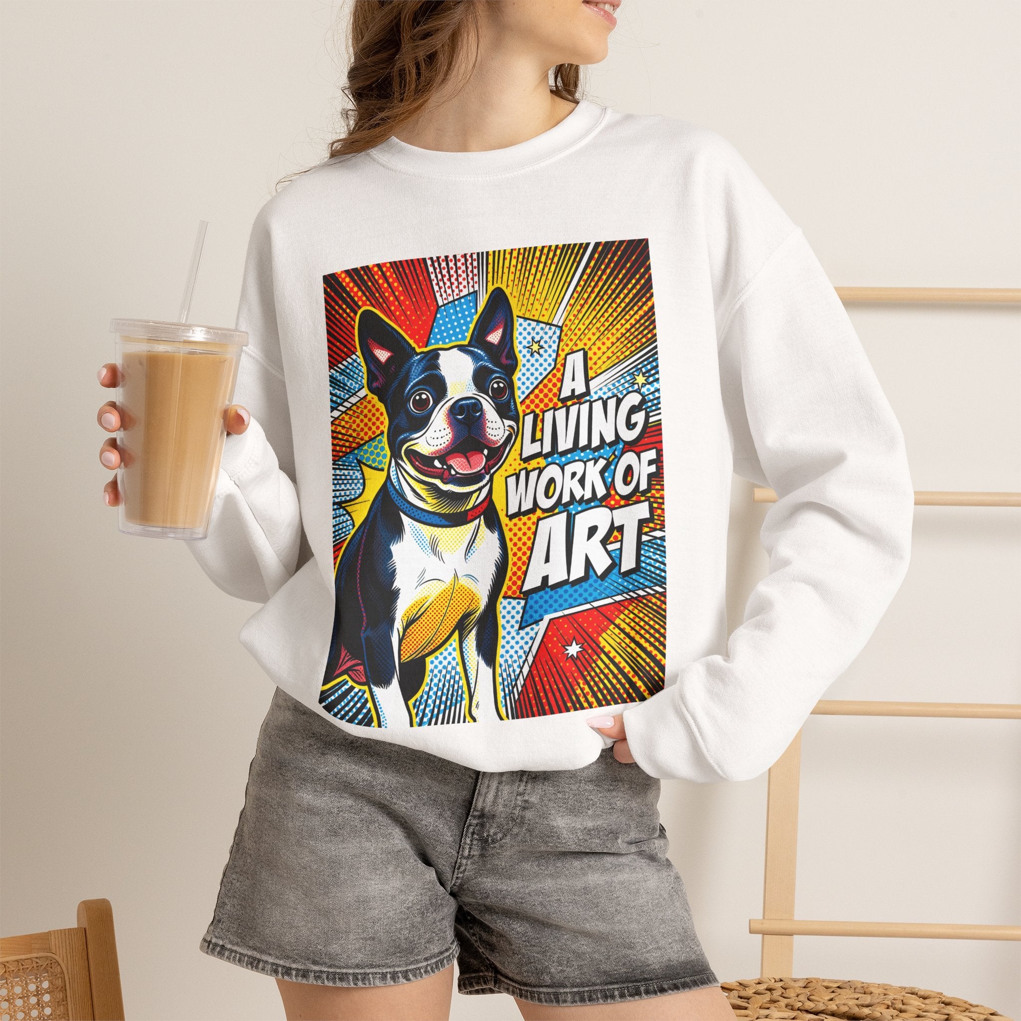 Boston Terrier Sweatshirt | Living Work of Art Collection | Pop Art
