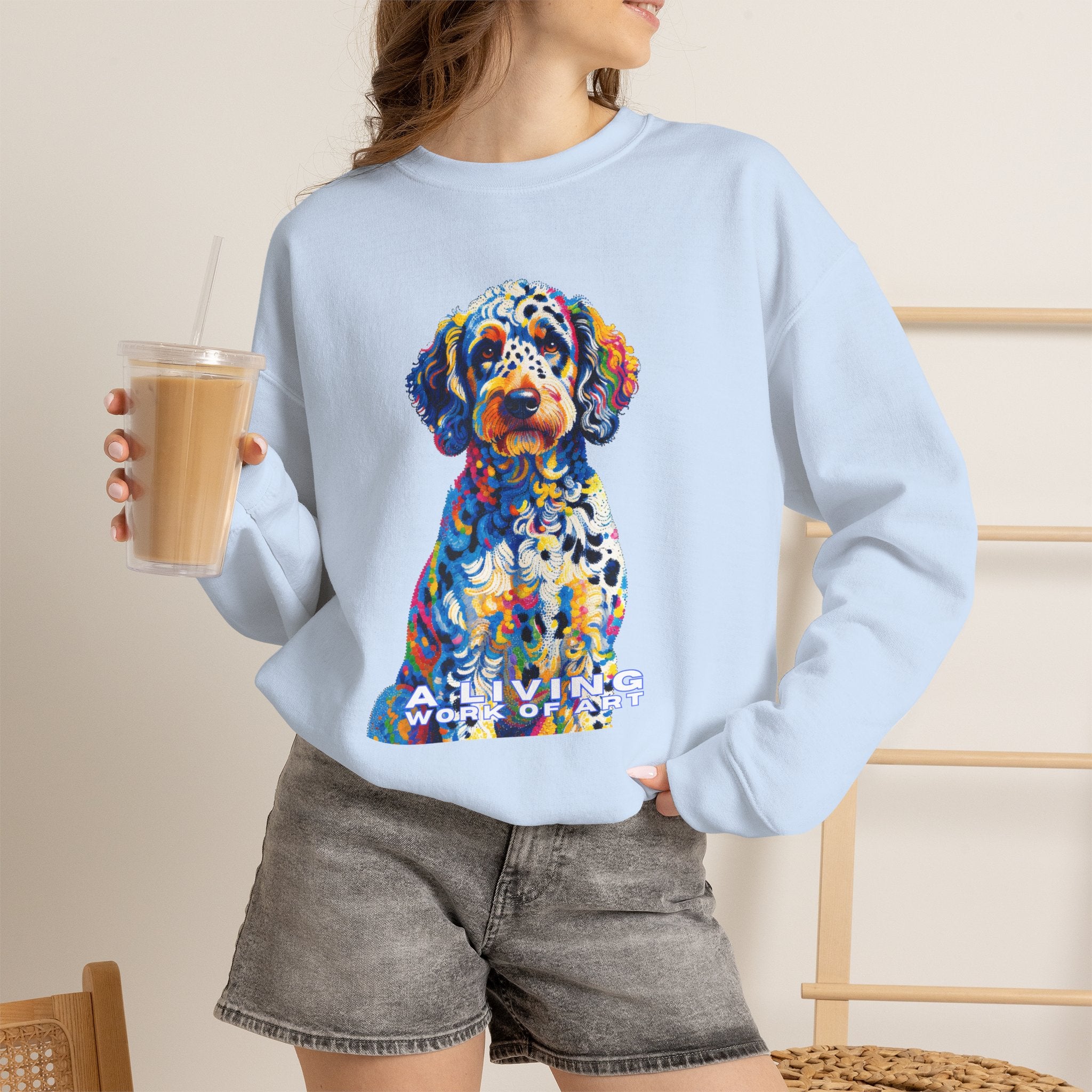 Labradoodle Sweatshirt | Living Work of Art Collection | Pointillism Style