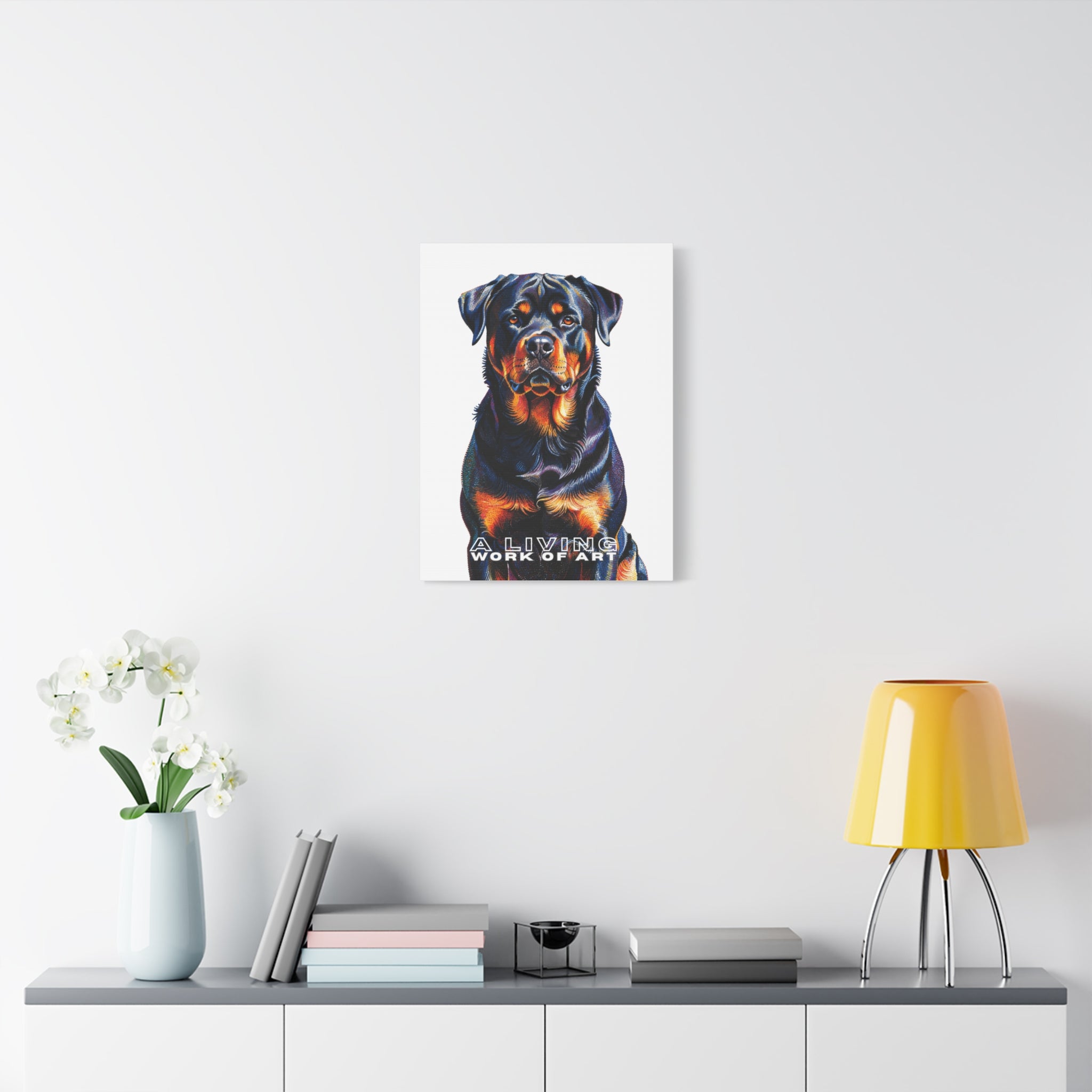 Rottweiler Canvas Wall Art | Living Work of Art Collection | Pointillism Style Print