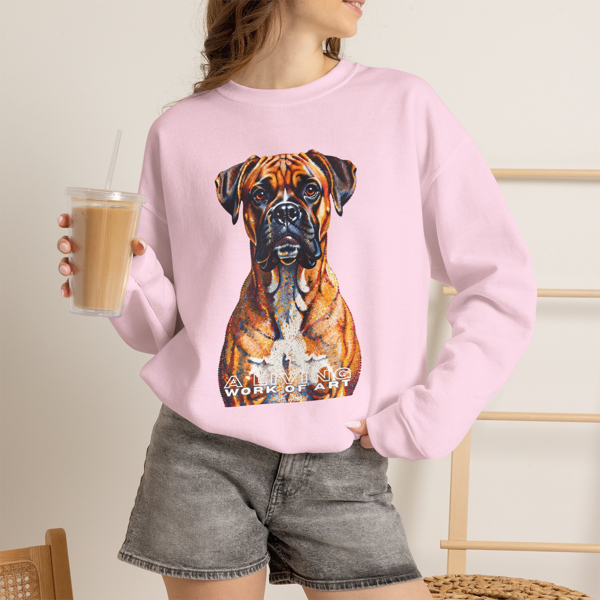 Boxer Sweatshirt | Living Work of Art Collection | Pointillism Style