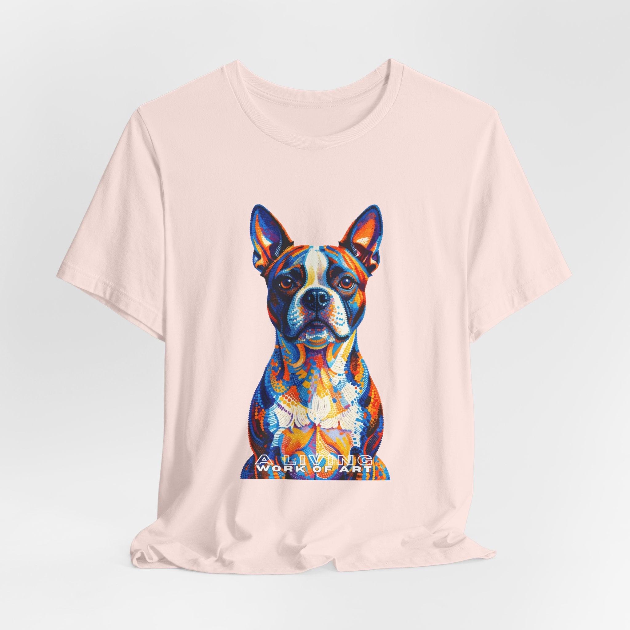 Boston Terrier T Shirt | Living Work of Art Collection | Pointillism Style