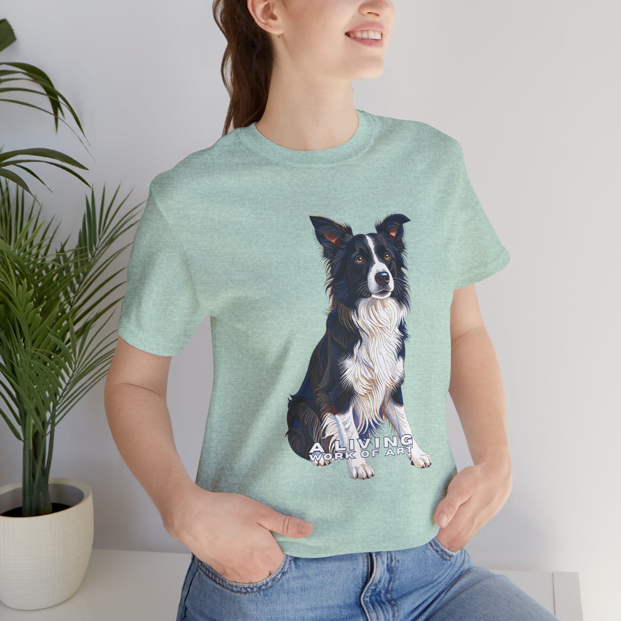 Border Collie T Shirt | Living Work of Art Collection | Pointillism Style