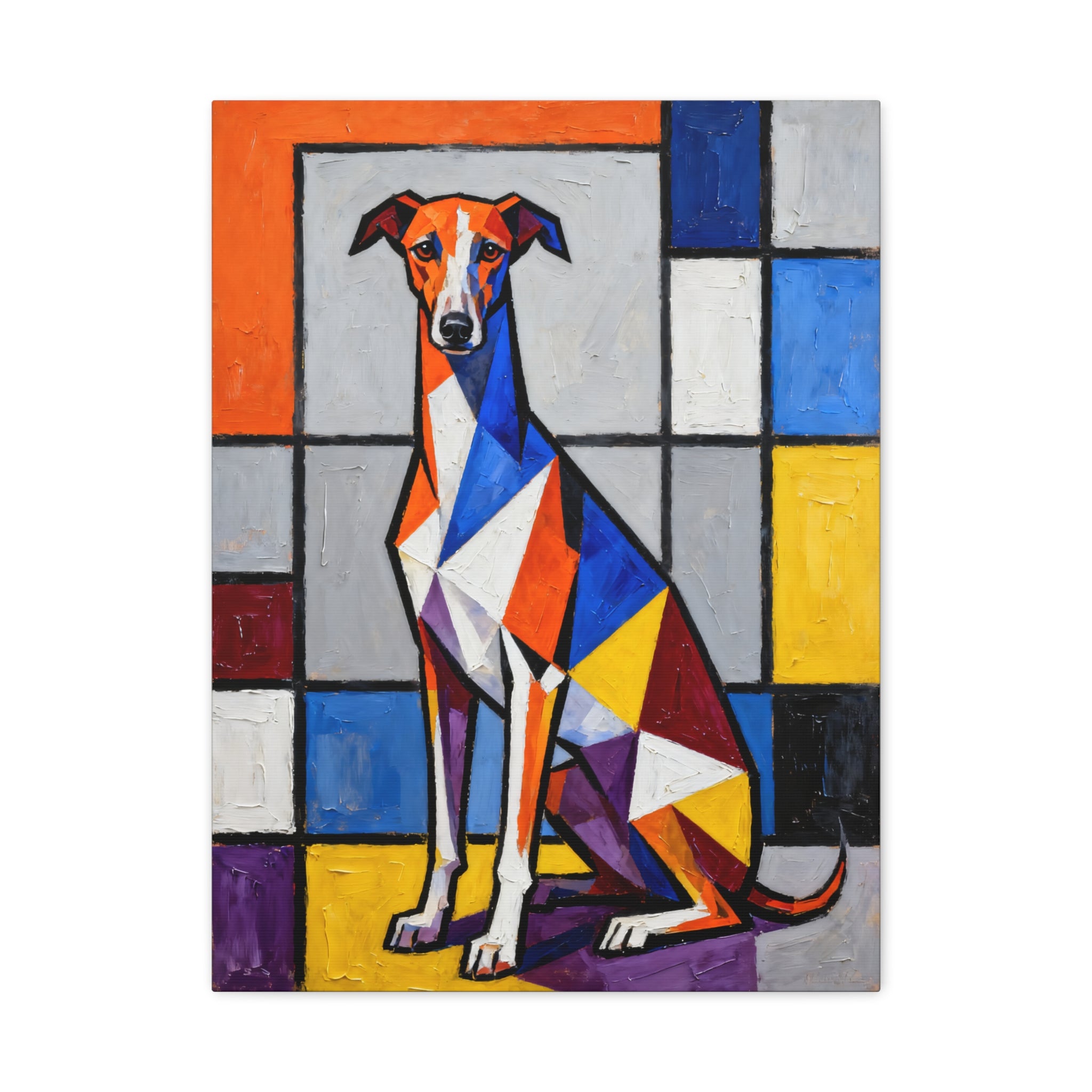 Whippet Canvas Wall Art | Living Work of Art Collection | Cubist Style Print