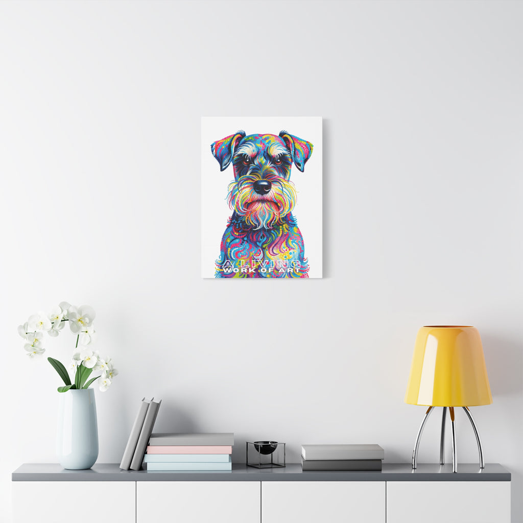 Schnauzer Canvas Wall Art | Living Work of Art Collection | Pointillism Style Print