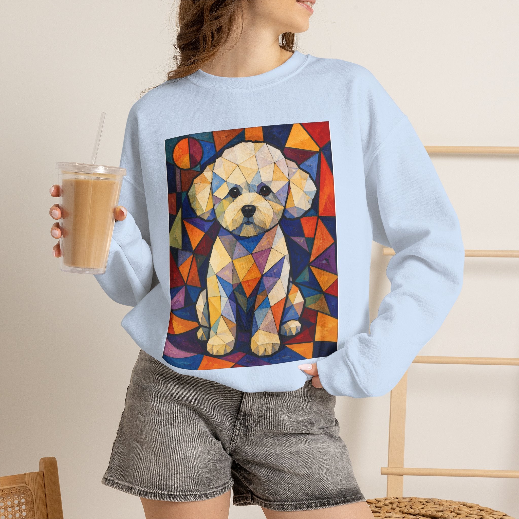 Bichon Frise Sweatshirt | Living Work of Art Collection | Cubist Style