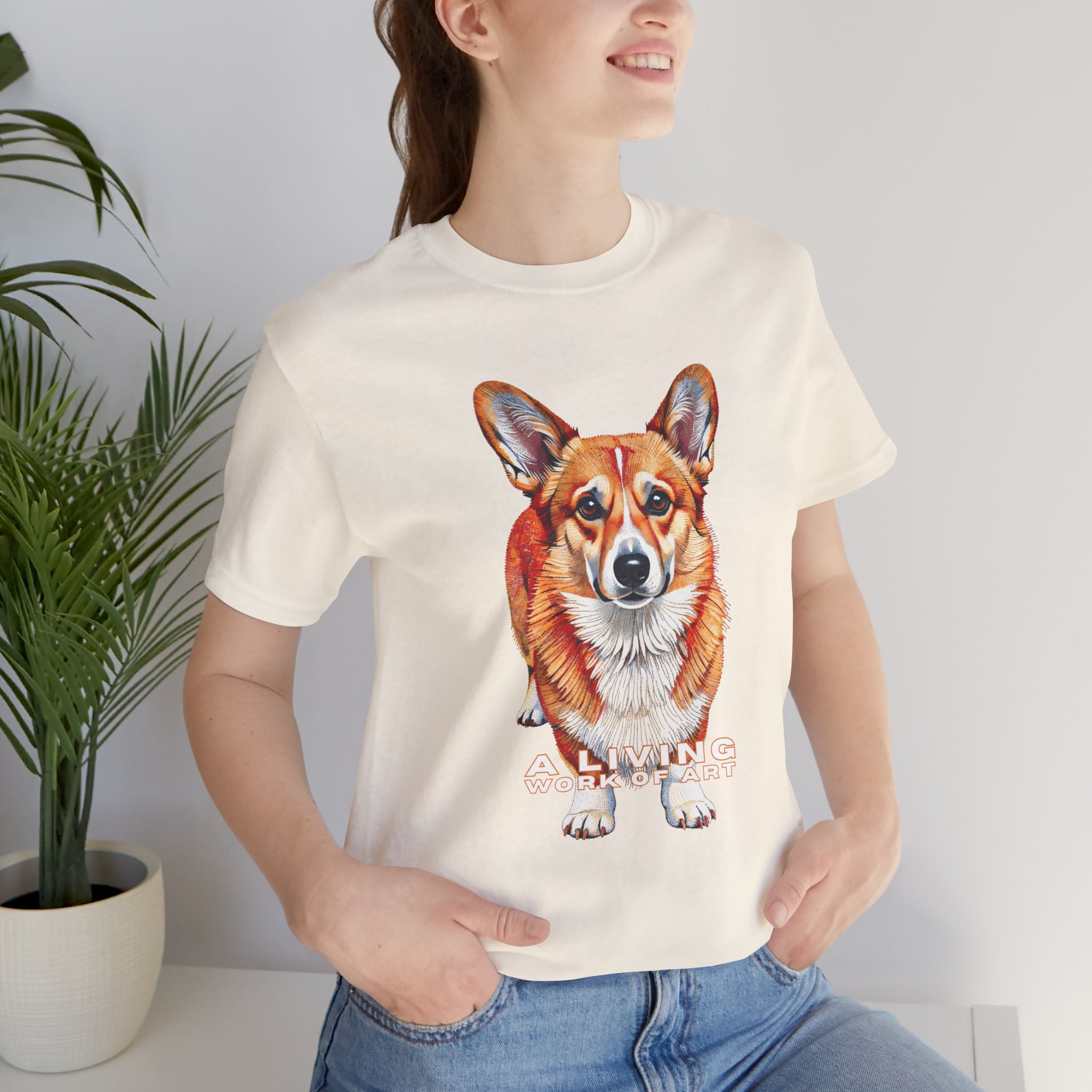 Corgi T Shirt | Living Work of Art Collection | Pointillism Style