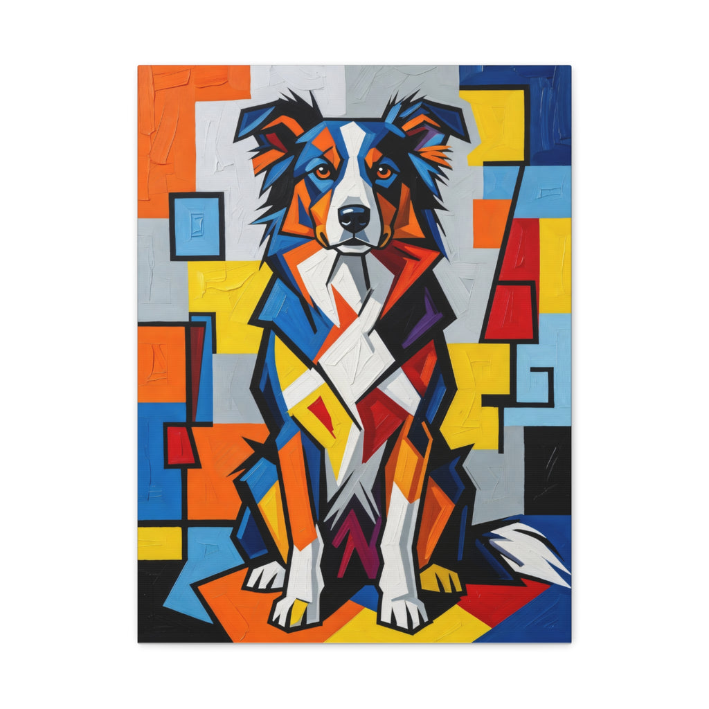 Border Collie Canvas Wall Art | Living Work of Art Collection | Cubist Style Print
