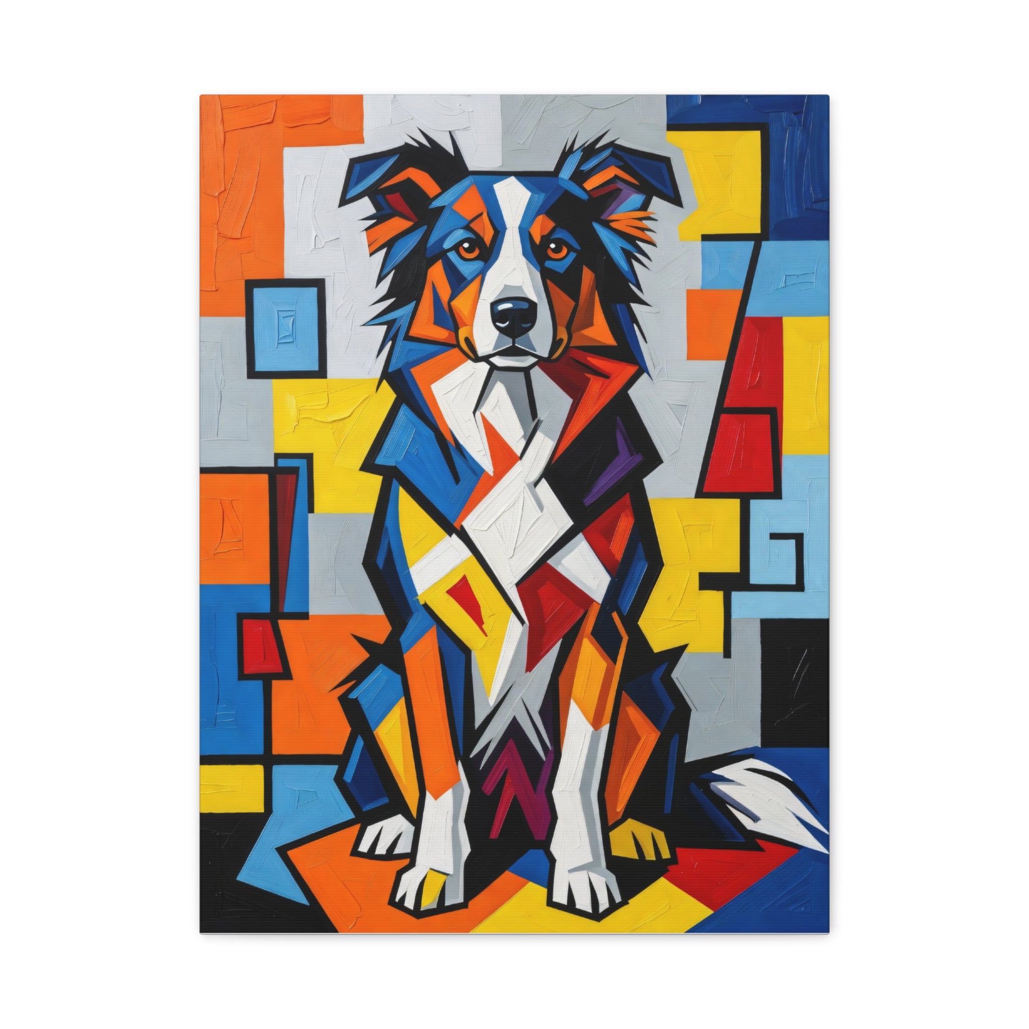 Border Collie Canvas Wall Art | Living Work of Art Collection | Cubist Style Print