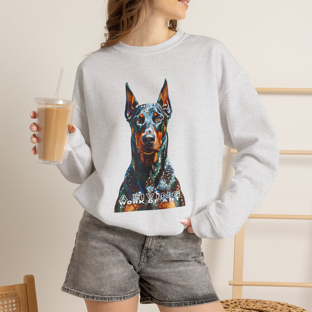 Doberman Pinscher Sweatshirt | Living Work of Art Collection | Pointillism Style