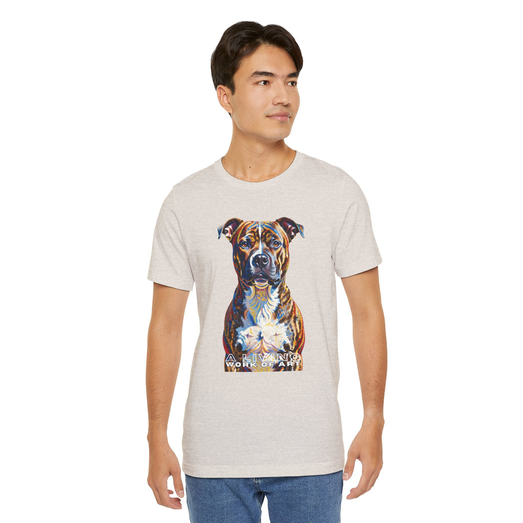 Staffordshire Bull Terrier T Shirt | Living Work of Art Collection | Pointillism Style