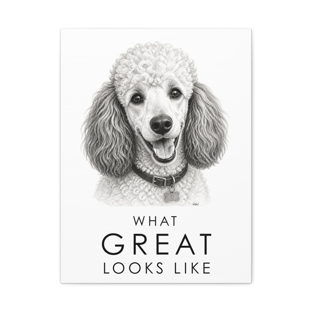Poodle Canvas Wall Art | What Great Looks Like | Charcoal Sketch Print