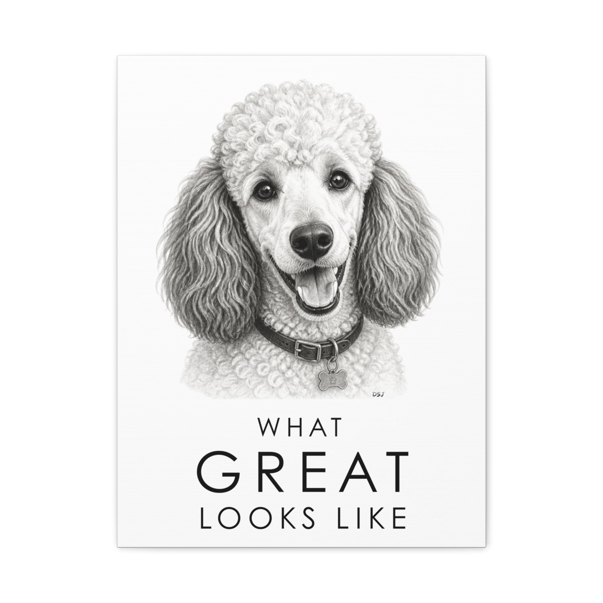 Poodle Canvas Wall Art | What Great Looks Like | Charcoal Sketch Print