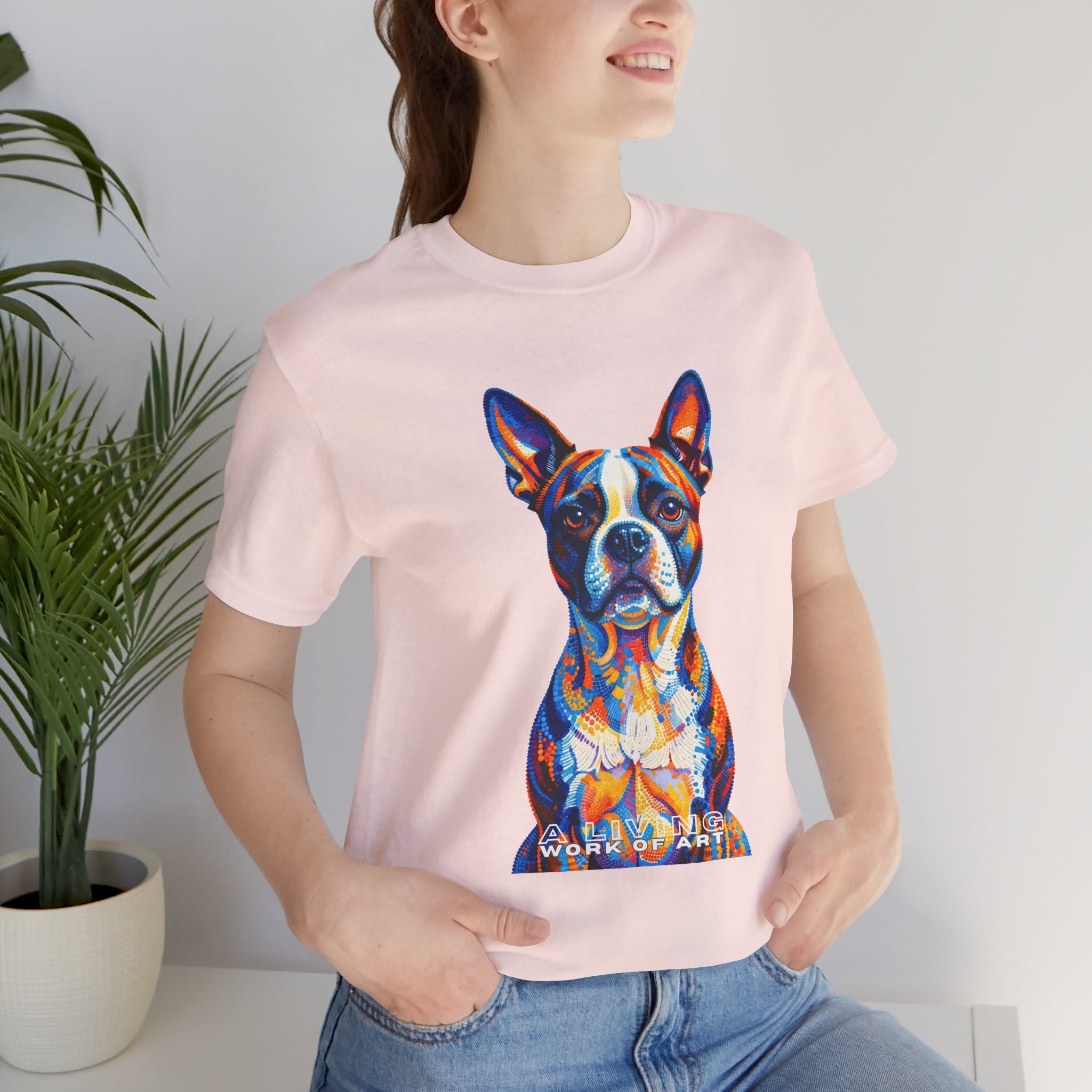 Boston Terrier T Shirt | Living Work of Art Collection | Pointillism Style