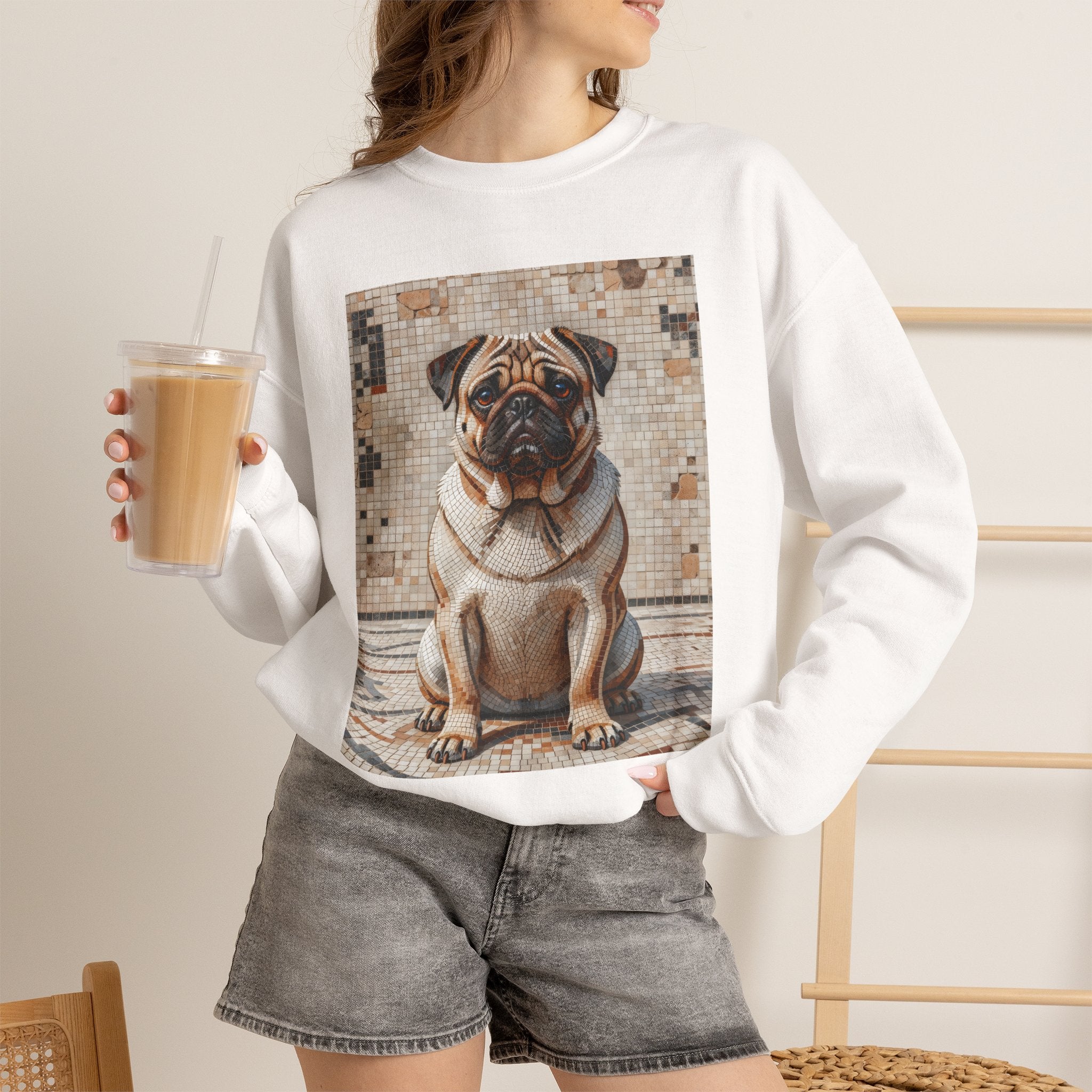 Pug Sweatshirt | Living Work of Art Collection | Mosaic Style