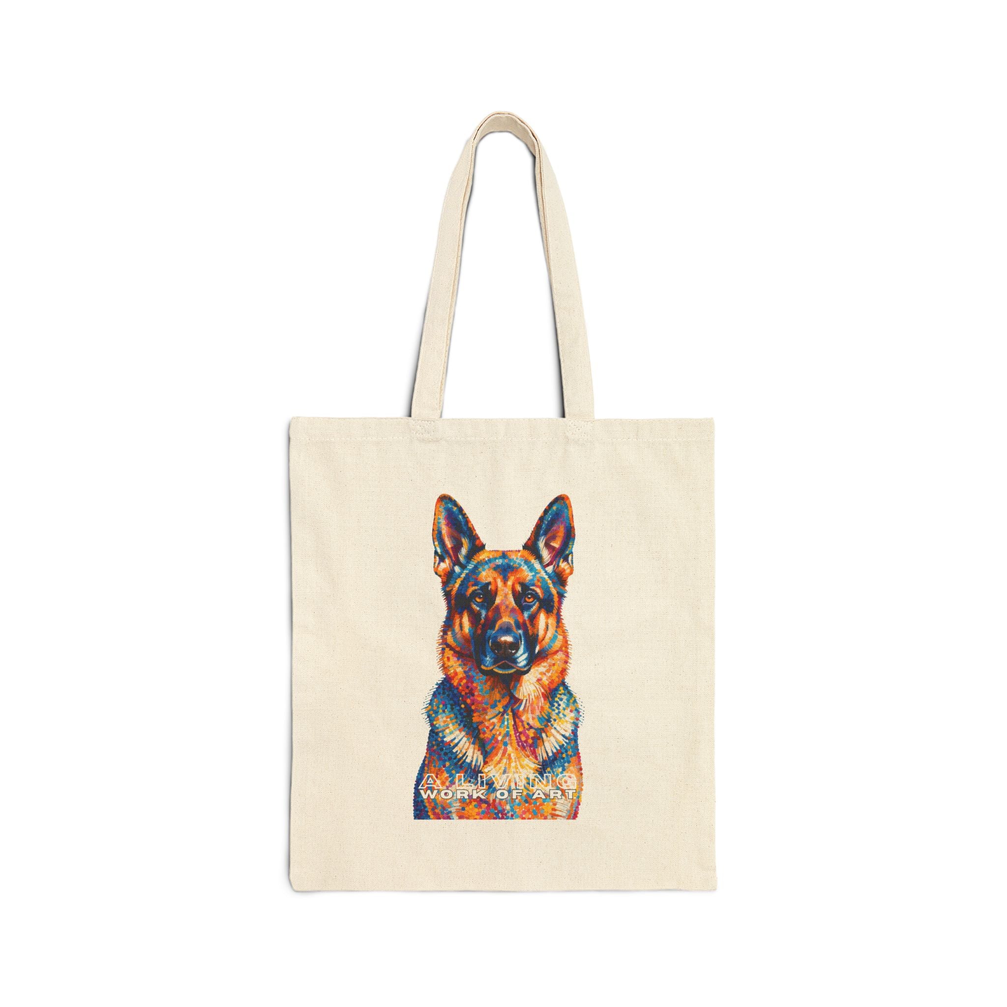 German Shepherd Tote Bag | Living Work of Art Collection | Pointillism Style