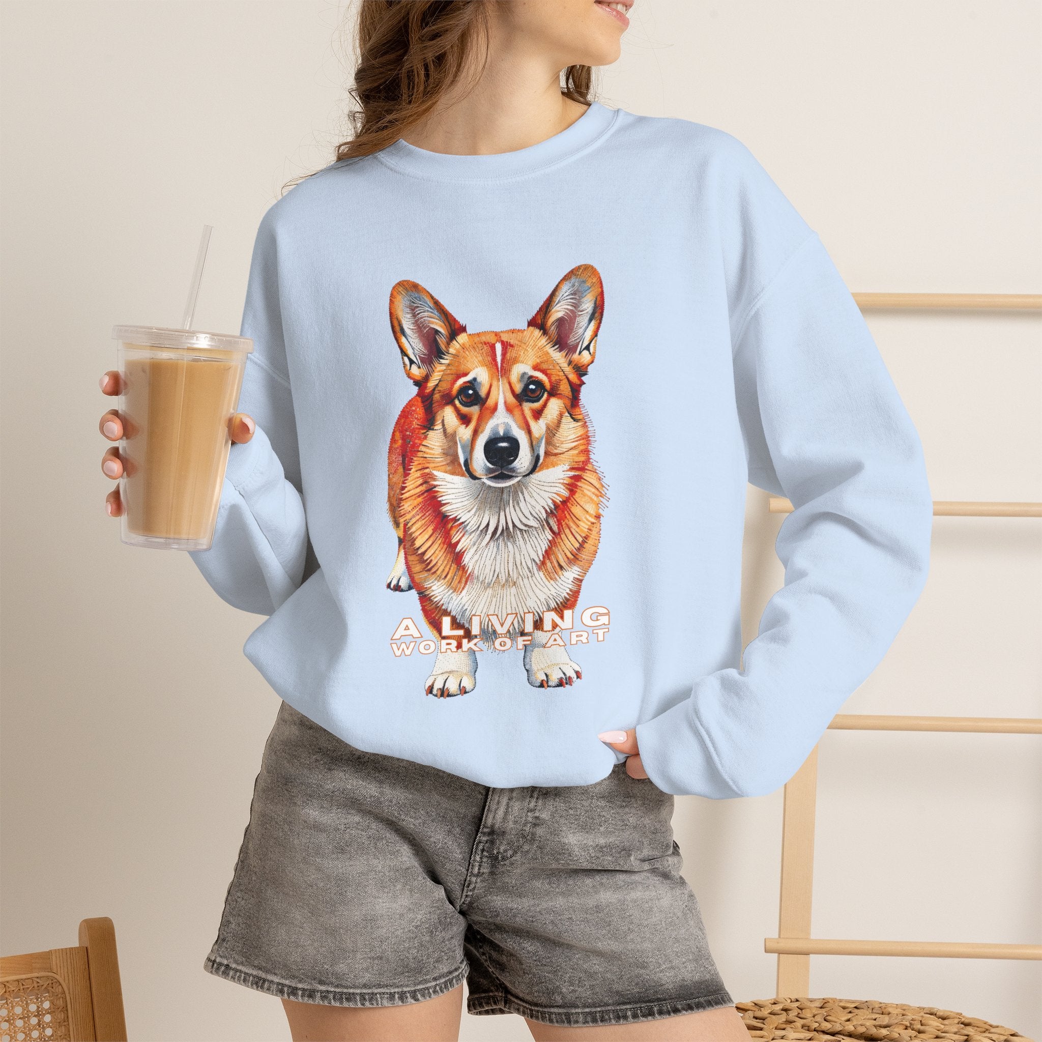Corgi Sweatshirt | Living Work of Art Collection | Pointillism Style