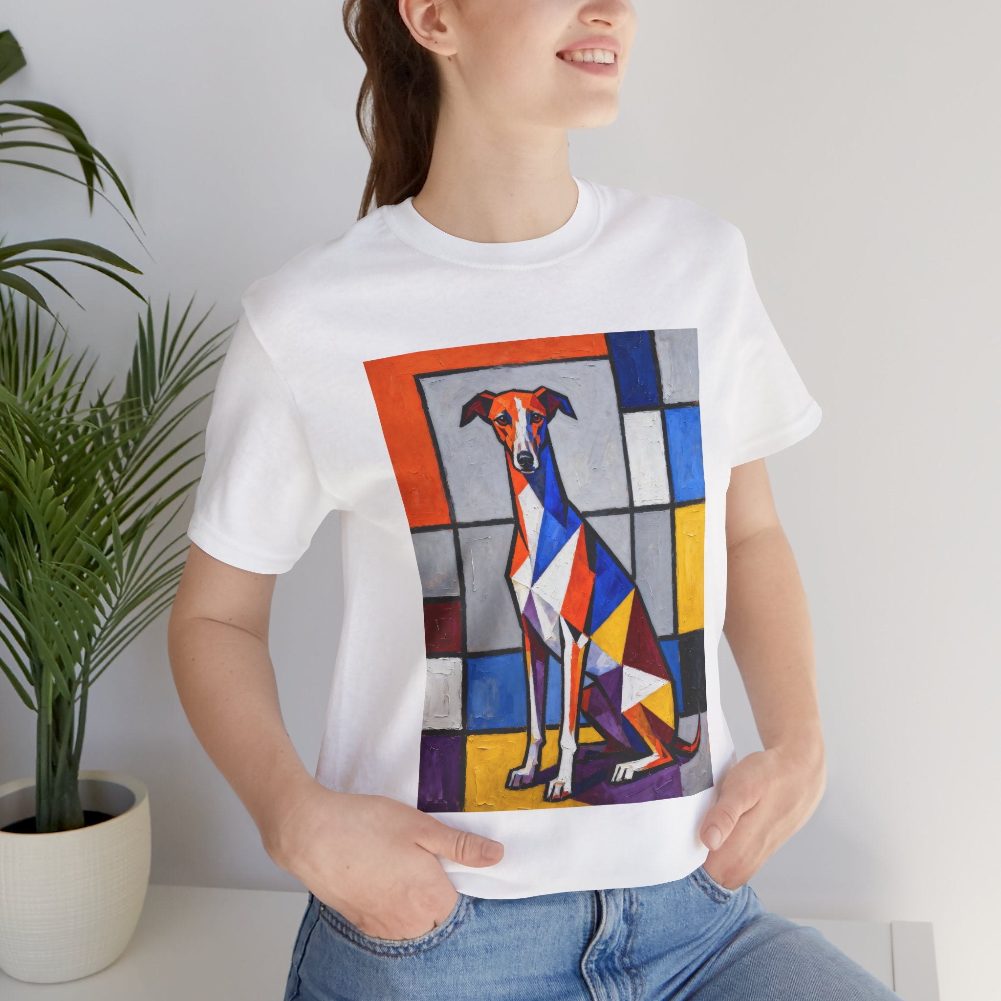 Whippet T Shirt | Living Work of Art Collection | Cubist Style