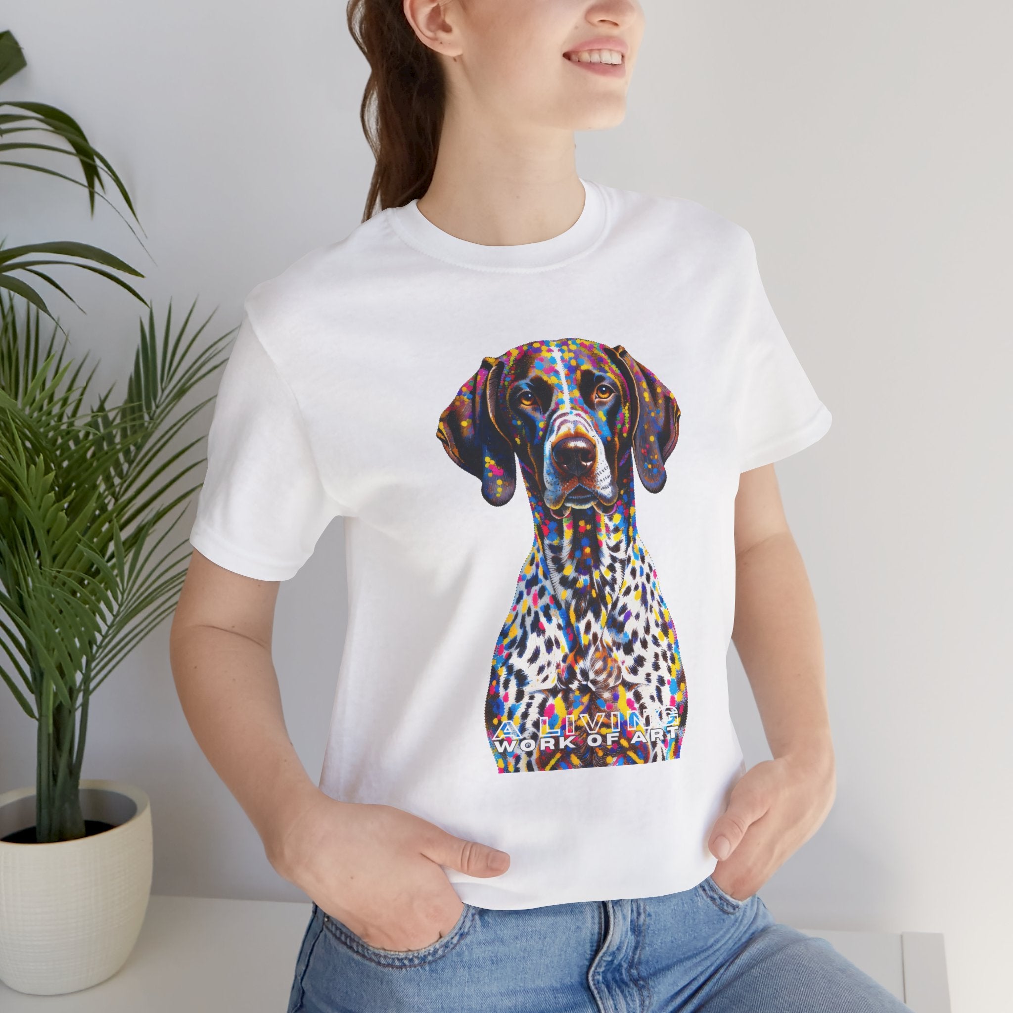 German Shorthaired Pointer T Shirt | Living Work of Art Collection | Pointillism Style