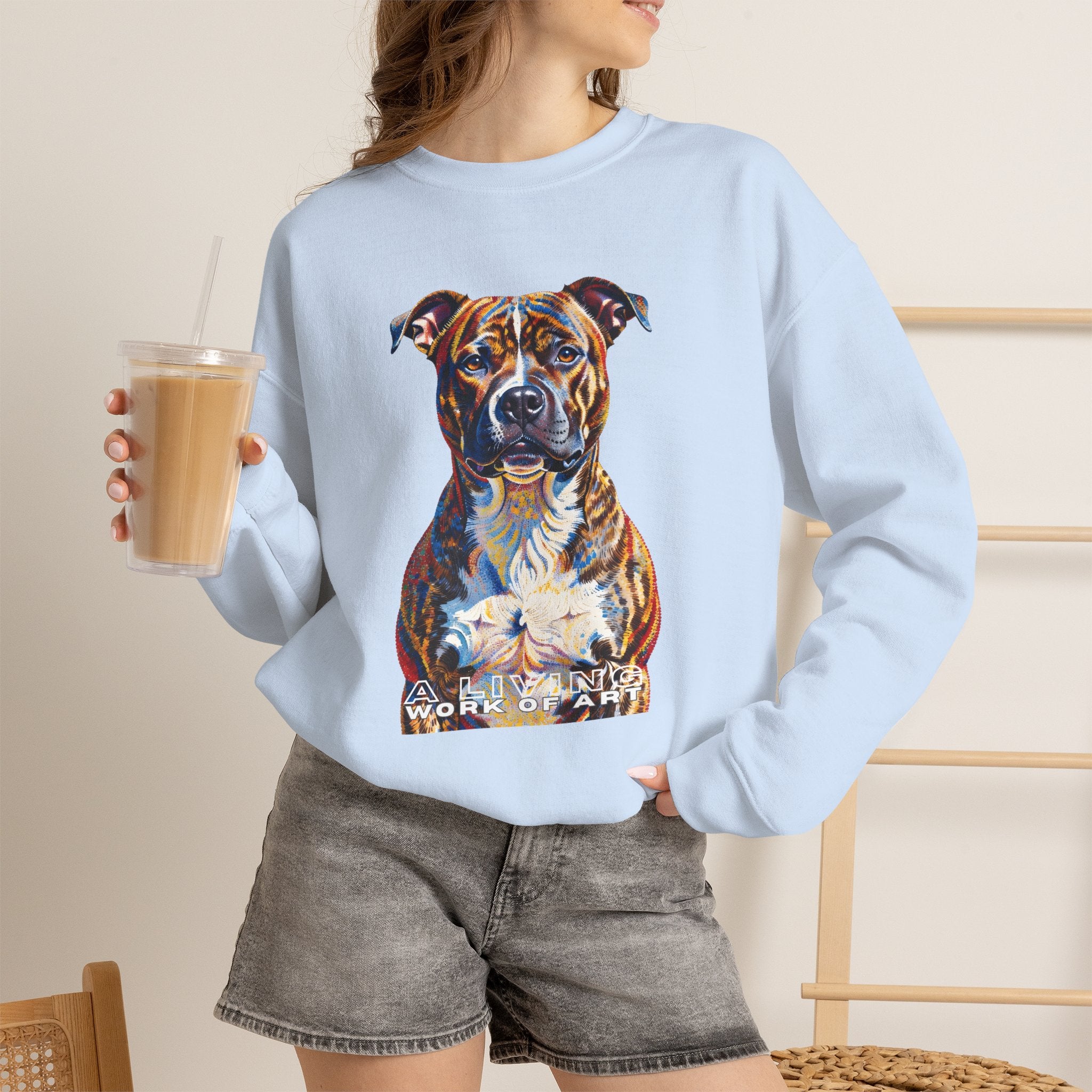 Staffordshire Bull Terrier Sweatshirt | Living Work of Art Collection | Pointillism Style