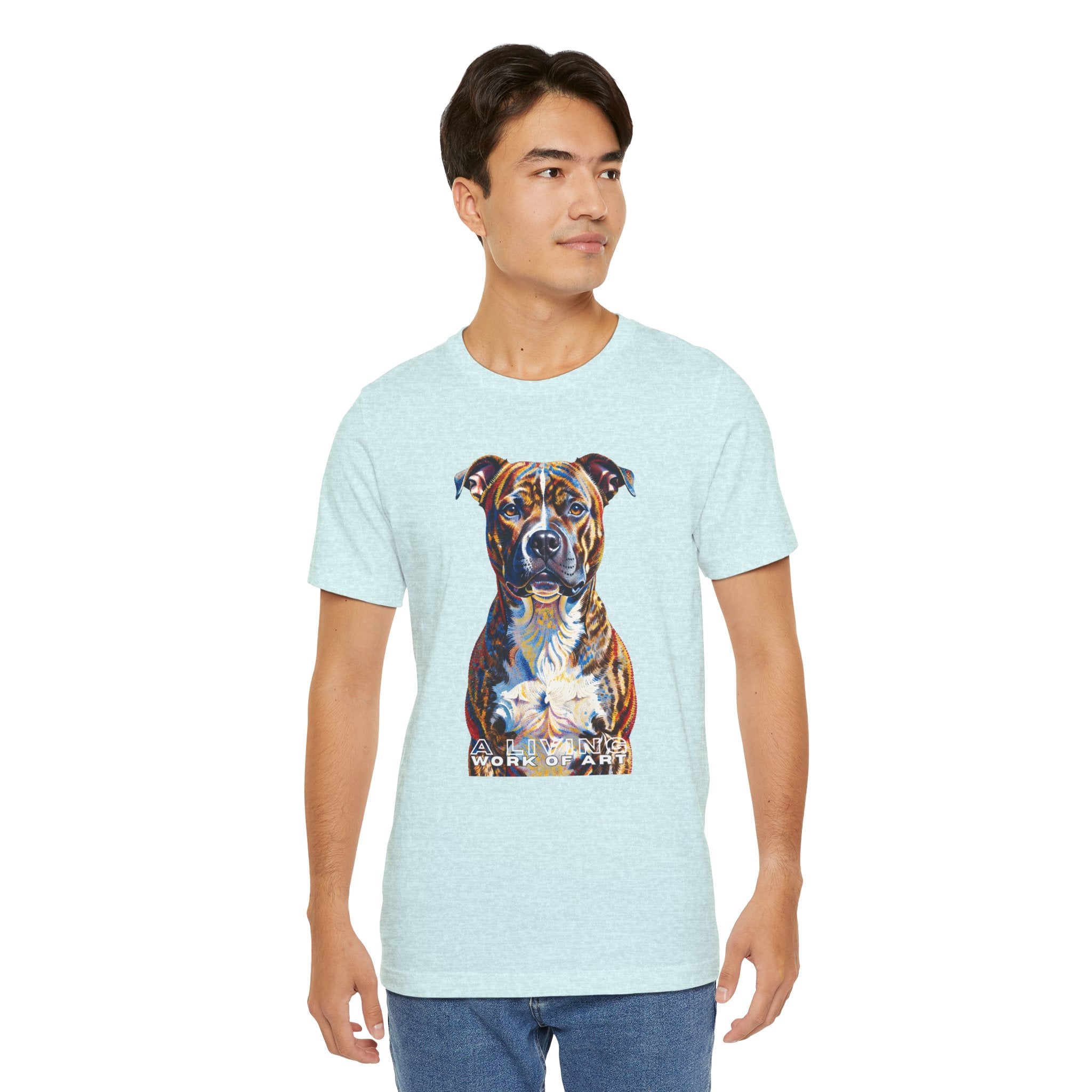 Staffordshire Bull Terrier T Shirt | Living Work of Art Collection | Pointillism Style