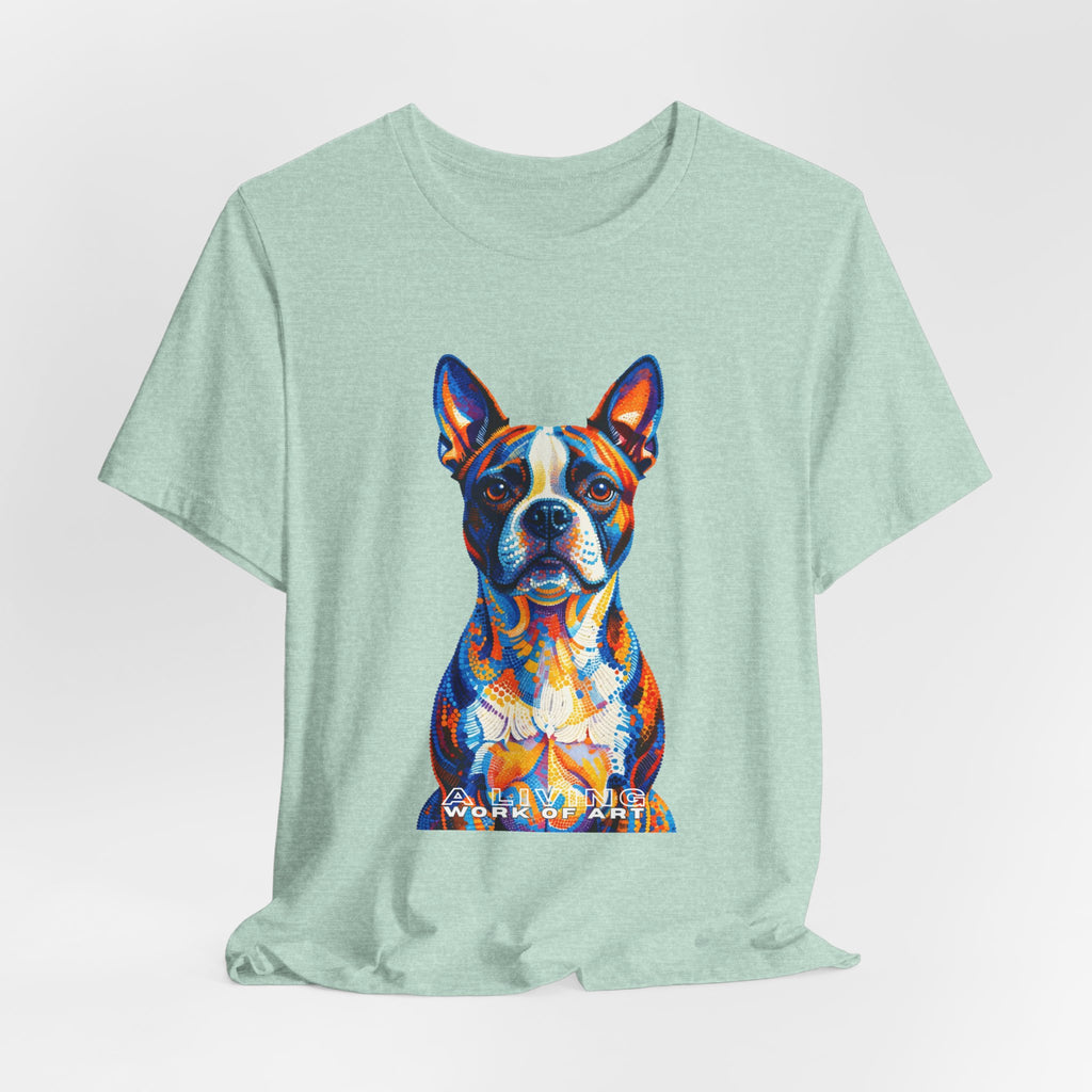 Boston Terrier T Shirt | Living Work of Art Collection | Pointillism Style