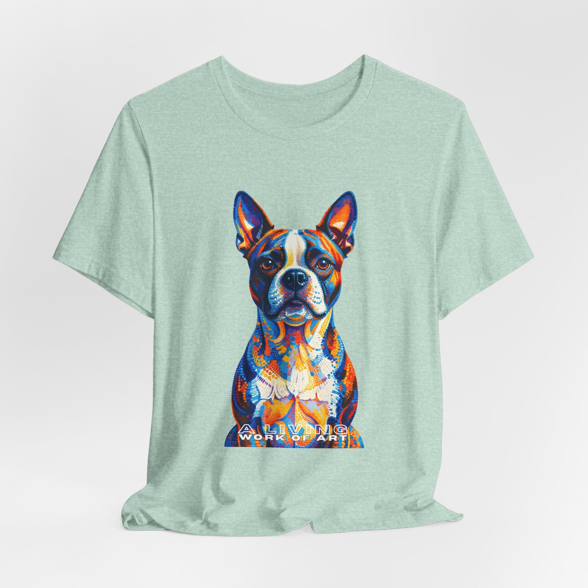 Boston Terrier T Shirt | Living Work of Art Collection | Pointillism Style
