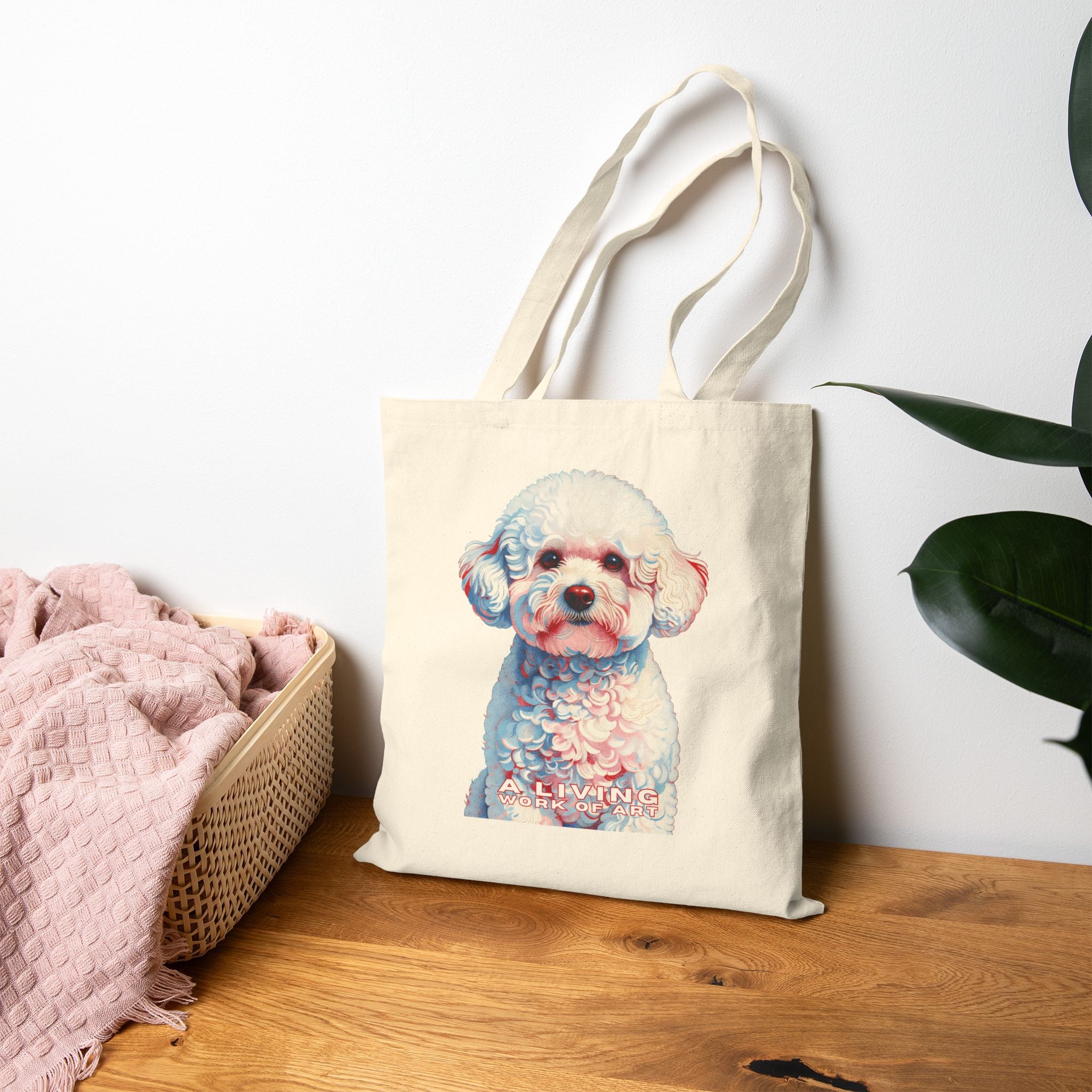 Bichon Frise Tote Bag | Living Work of Art Collection | Pointillism Style