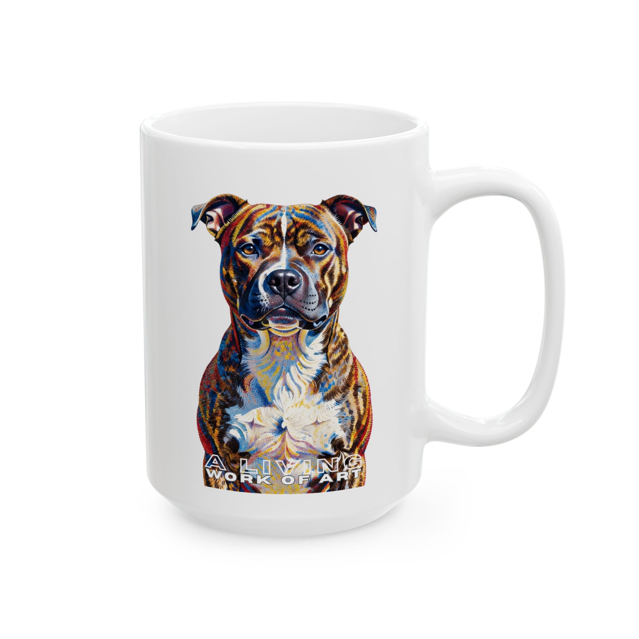 Staffordshire Bull Terrier Coffee Mug | Living Work of Art Collection | Pointillism Style