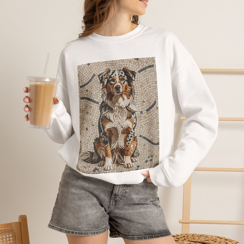 Australian Shepherd Sweatshirt | Living Work of Art Collection | Mosaic Style