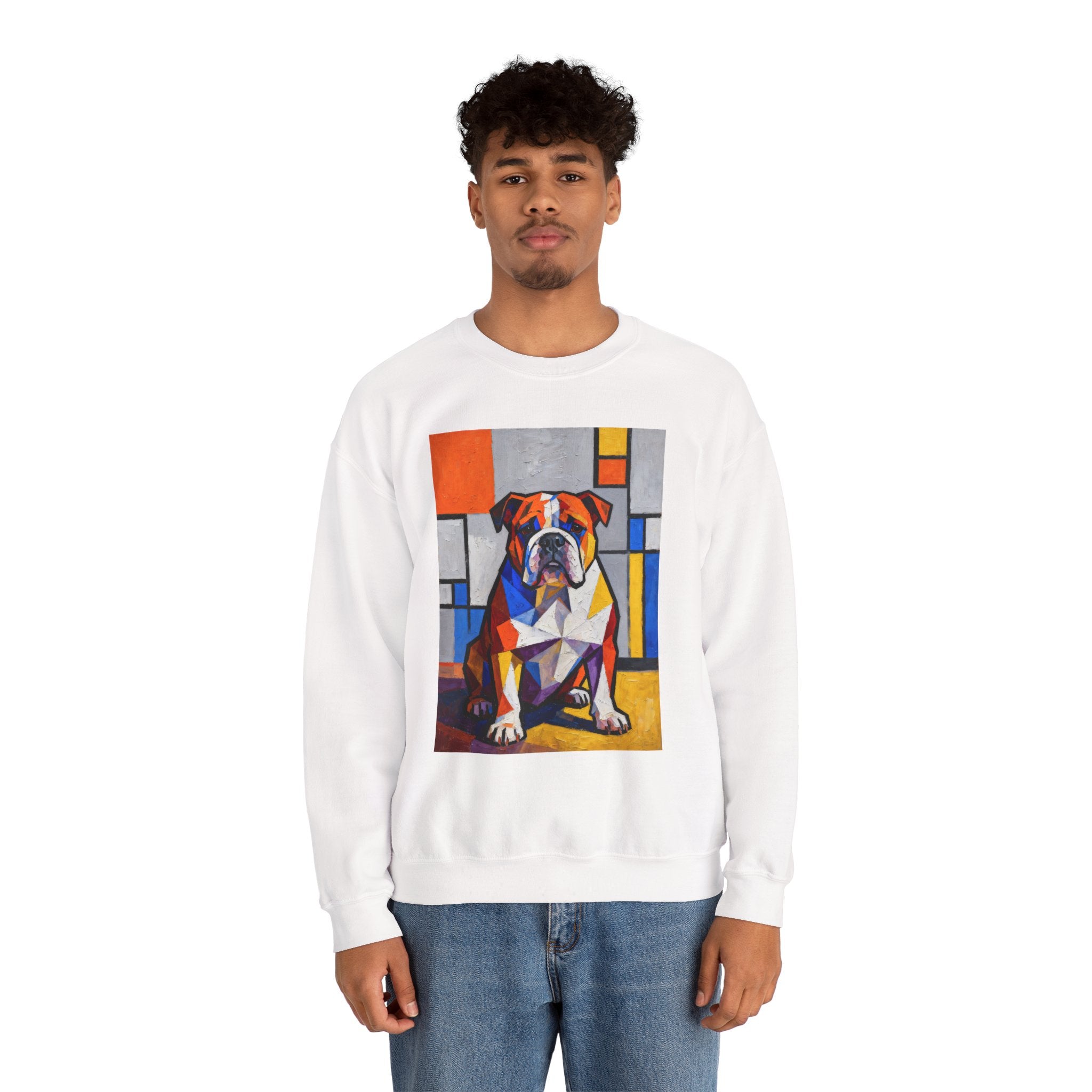 Bulldog Sweatshirt | Living Work of Art Collection | Cubist Style