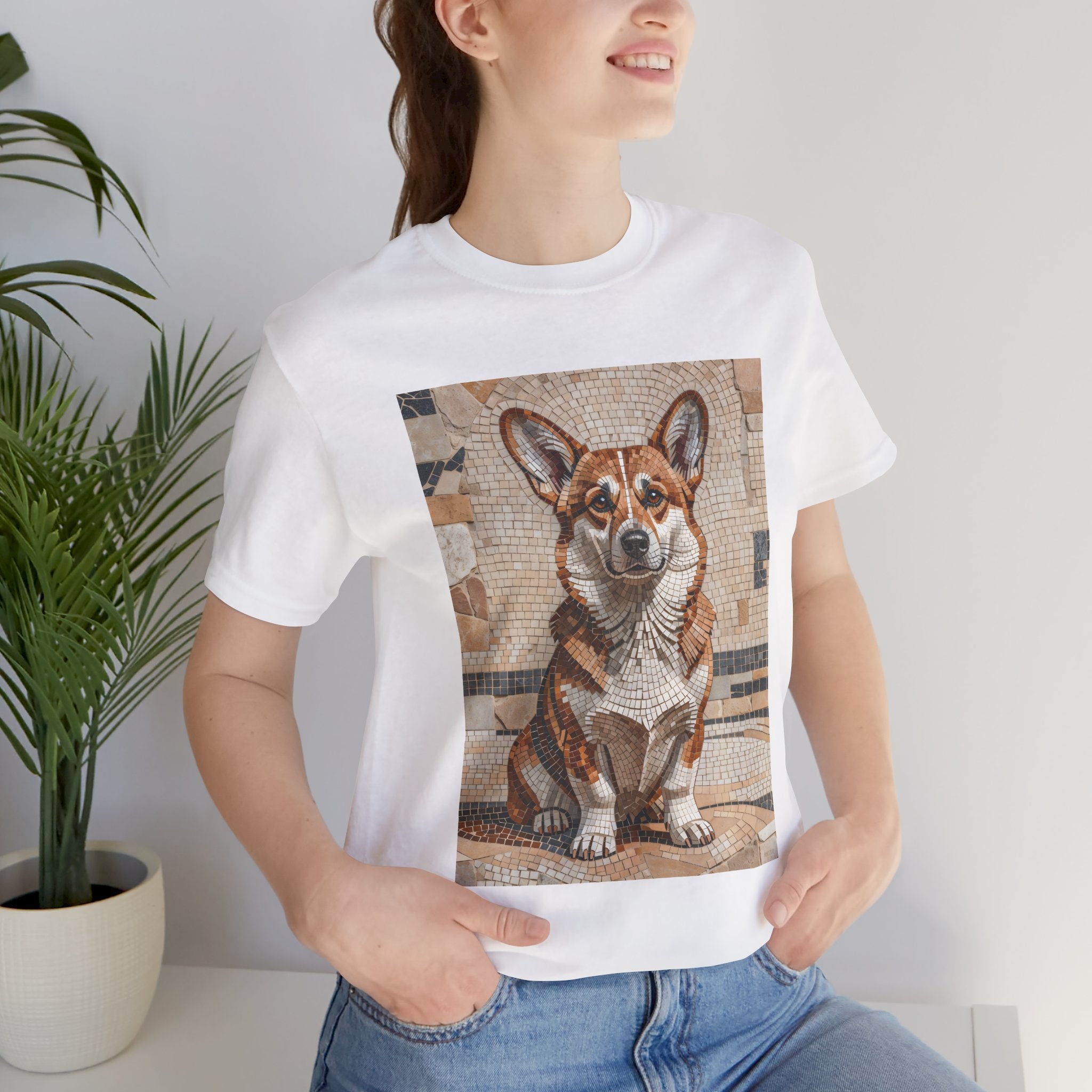 Corgi T Shirt | Living Work of Art Collection | Mosaic Style