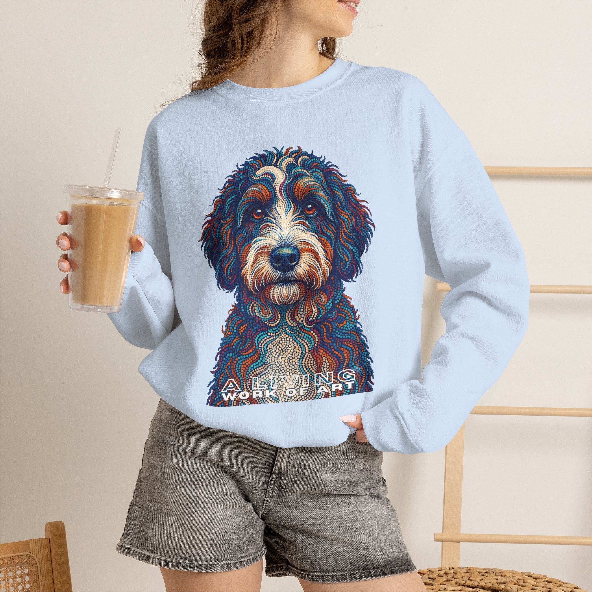 Bernedoodle Sweatshirt | Living Work of Art Collection | Pointillism Style