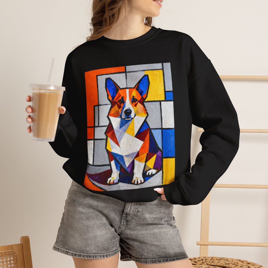 Corgi Sweatshirt | Living Work of Art Collection | Cubist Style