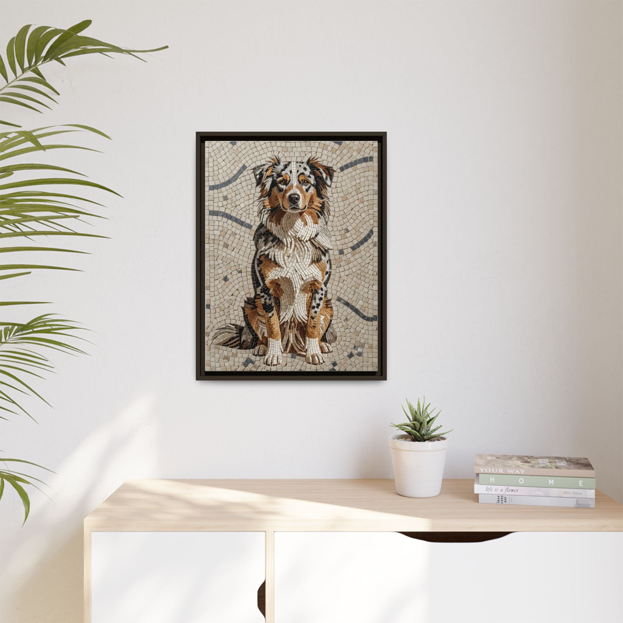 Australian Shepherd Canvas Wall Art | Living Work of Art Collection | Mosaic Style Print