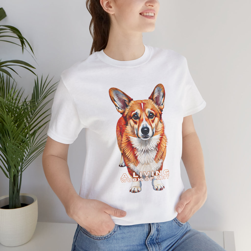 Corgi T Shirt | Living Work of Art Collection | Pointillism Style