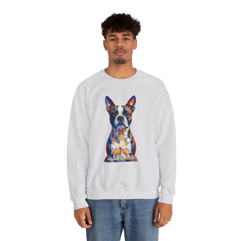 Boston Terrier Sweatshirt | Living Work of Art Collection | Pointillism Style