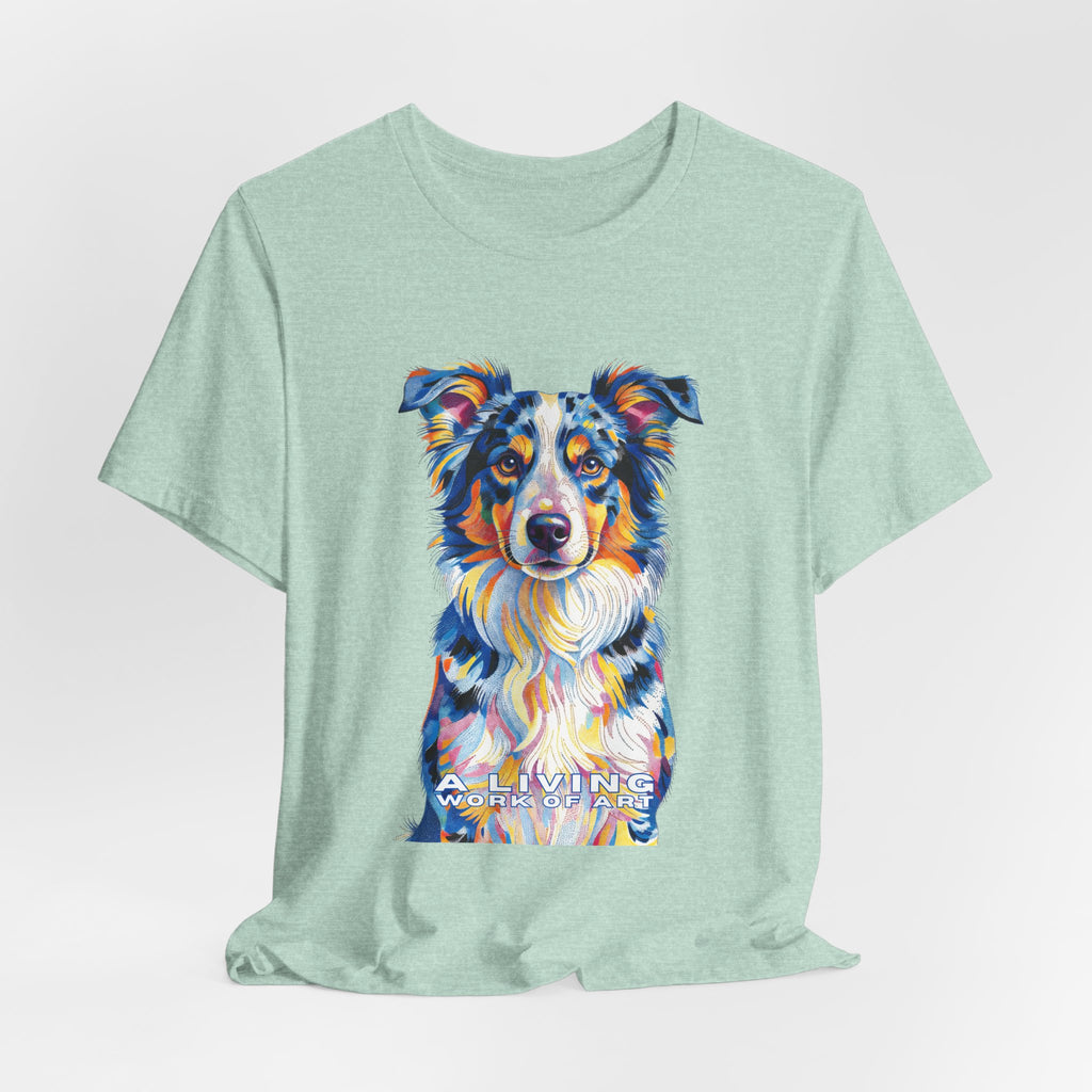 Australian Shepherd T Shirt | Living Work of Art Collection | Pointillism Style