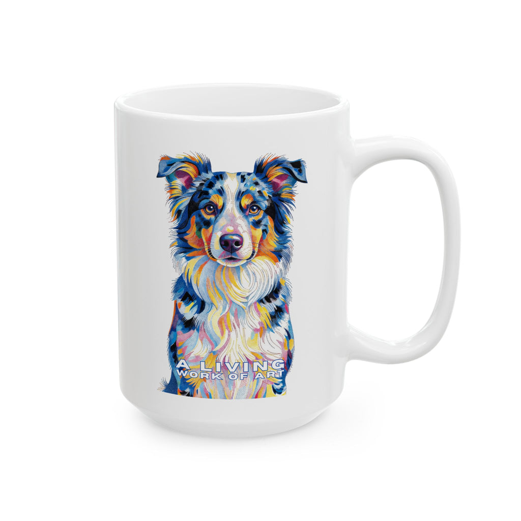 Australian Shepherd Coffee Mug | Living Work of Art Collection | Pointillism Style