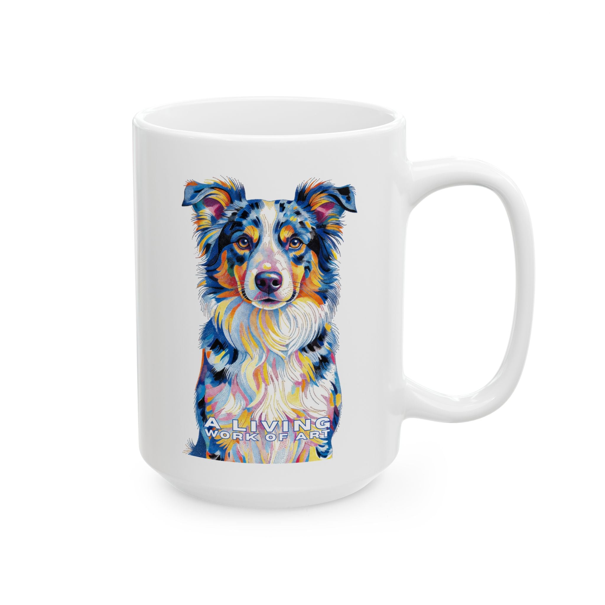 Australian Shepherd Coffee Mug | Living Work of Art Collection | Pointillism Style