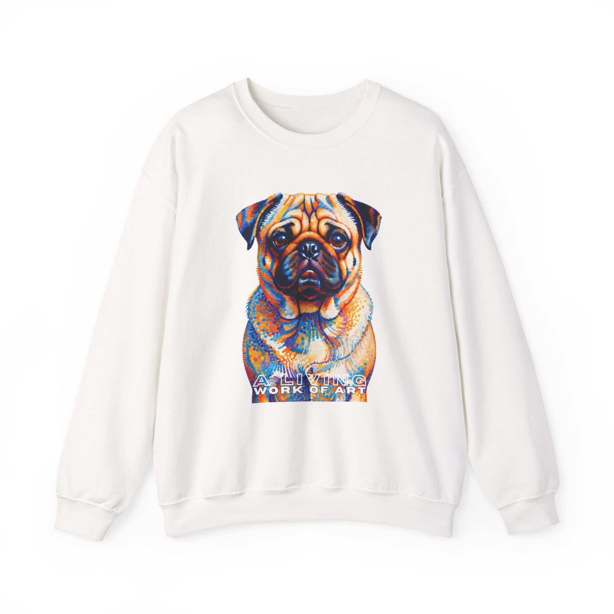Pug Sweatshirt | Living Work of Art Collection | Pointillism Style