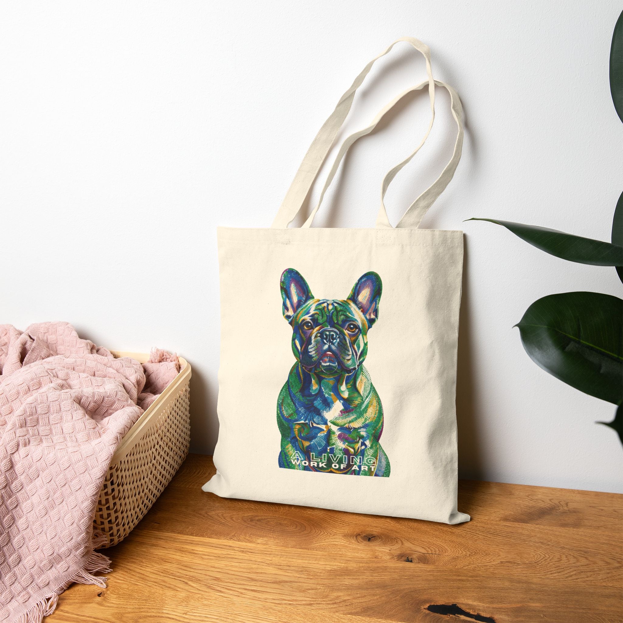 French Bulldog Tote Bag | Living Work of Art Collection | Pointillism Style