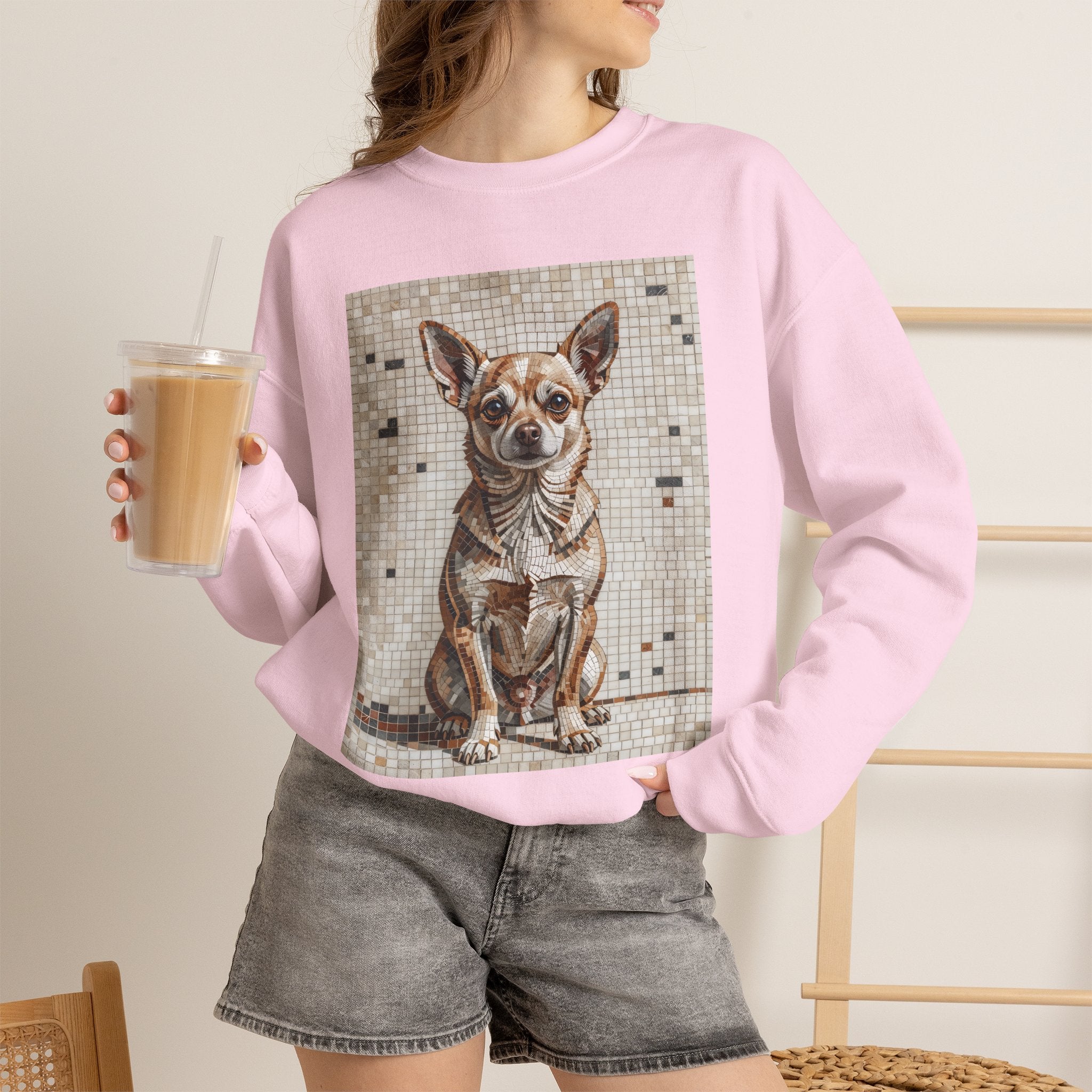Chihuahua Sweatshirt | Living Work of Art Collection | Mosaic Style