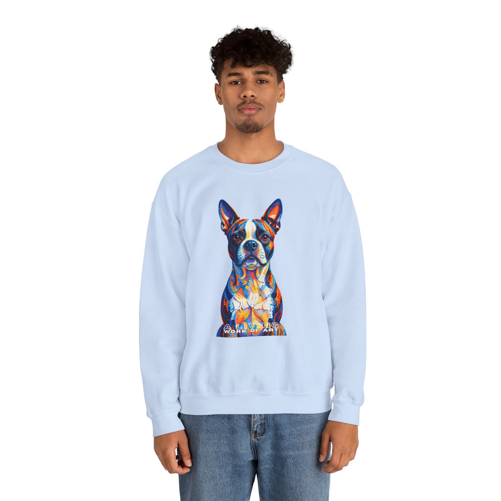 Boston Terrier Sweatshirt | Living Work of Art Collection | Pointillism Style