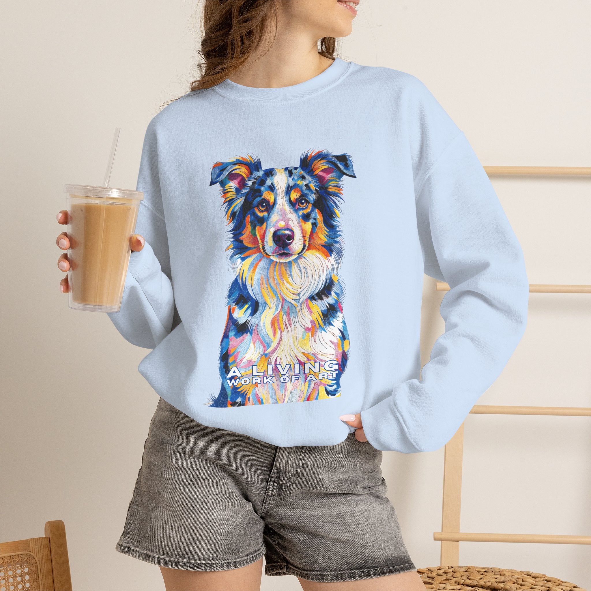 Australian Shepherd Sweatshirt | Living Work of Art Collection | Pointillism Style