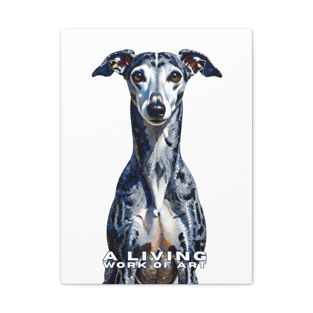 Whippet Canvas Wall Art | Living Work of Art Collection | Pointillism Style Print